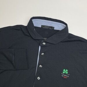 Greyson Polo Shirt Mens Large Black Long Sleeve Golf Performance Stretch Clover